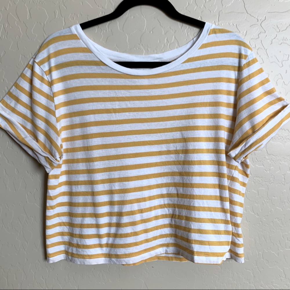 Yellow stripe H&M crop top